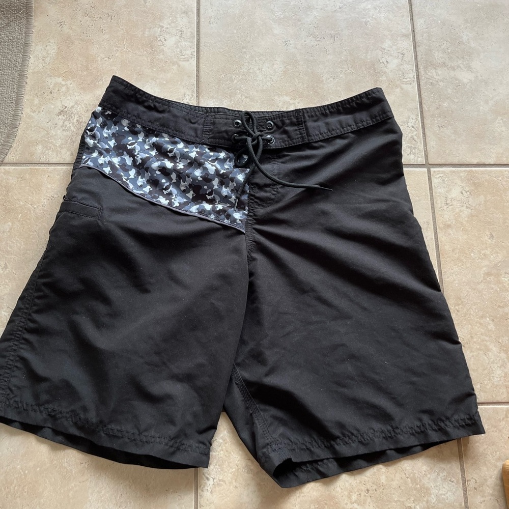 Black and Gray Board Shorts for Swim